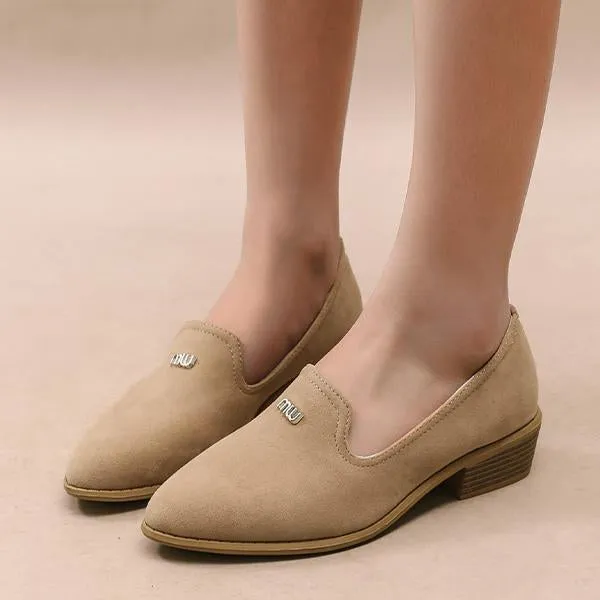 Women's Casual Pointed Toe Slip-ons Thick Heel Shoes 90356200S