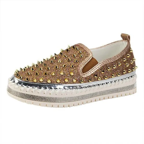 Women's Casual Rhinestone Rivet Platform Shoes 44438661S