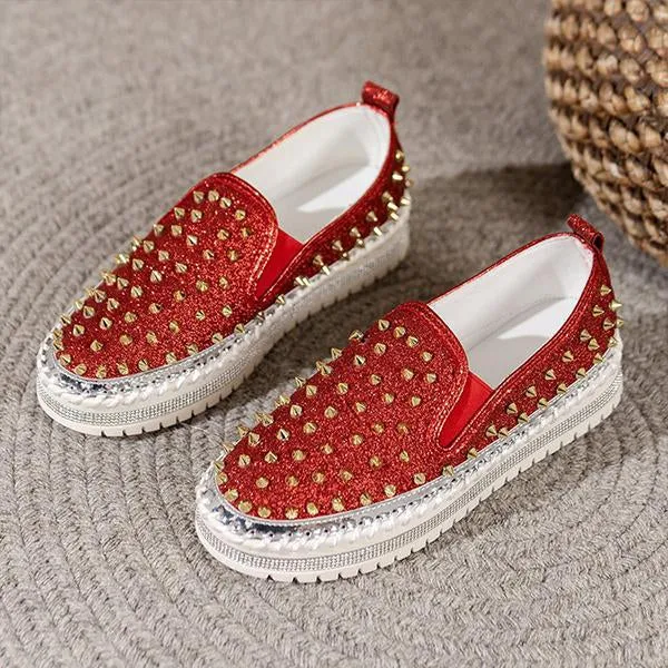 Women's Casual Rhinestone Rivet Platform Shoes 44438661S