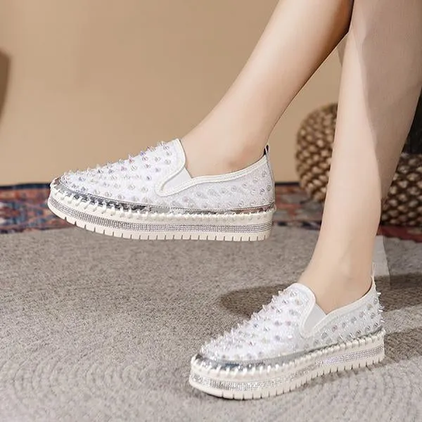 Women's Casual Rhinestone Rivet Platform Shoes 44438661S