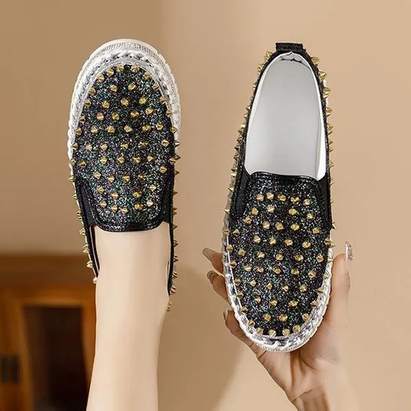 Women's Casual Rhinestone Rivet Platform Shoes 44438661S