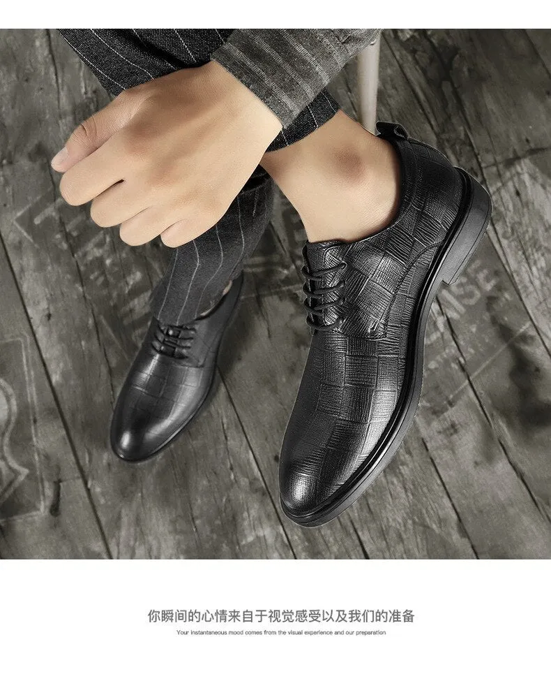 Xituodai  Men's business dress shoes autumn and winter new style men's leather groom wedding shoes all-match casual shoes