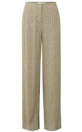 YAYA Rye Green Printed Wide Leg Trousers